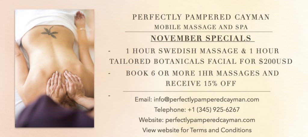November spa specials with Perfectly Pampered Cayman, Grand Cayman